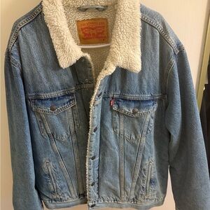 Levi's Blue Denim Jacket with White Sherpa Lining